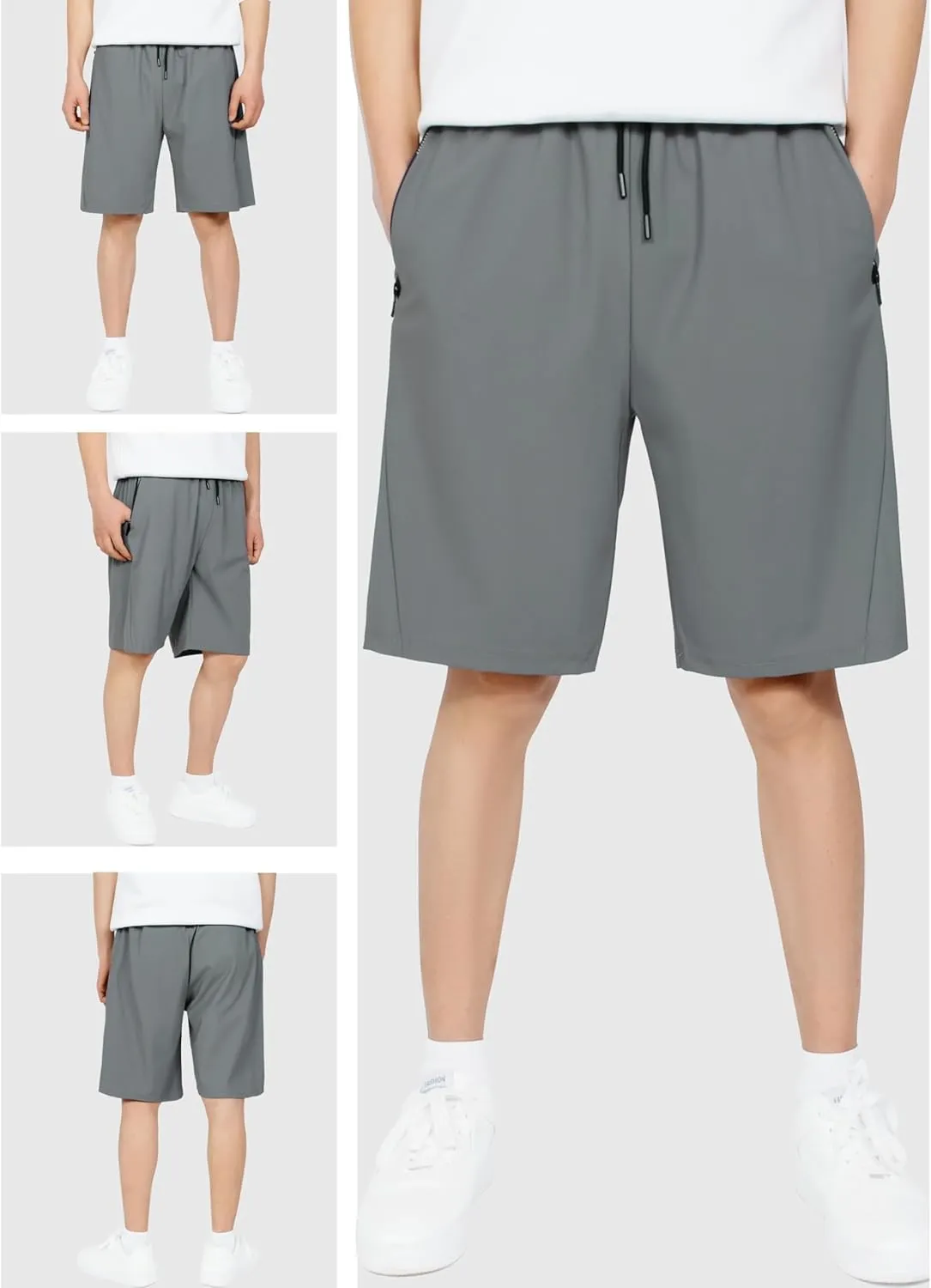 CAMLAKEE Boys Athletic Shorts Quick Dry Kids Performance Basketball Shorts with Zipper Pockets