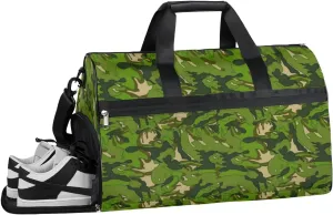 Camouflage Forest Sports Gym Bag with Wet Pocket & Shoes Compartment Waterproof Workout Duffel Bag for Women and Men Weekender Overnight Duffle Bag Travel Carry-on Tote
