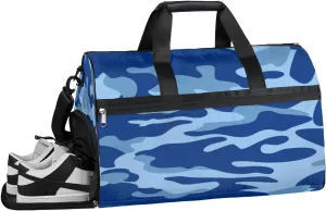 Camouflage Print Sports Gym Bag with Wet Pocket & Shoes Compartment Waterproof Workout Duffel Bag for Women and Men Weekender Overnight Duffle Bag Travel Carry-on Tote