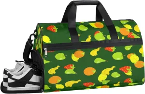 Cartoon Fruit Pattern Sports Gym Bag with Wet Pocket & Shoes Compartment Waterproof Workout Duffel Bag for Women and Men Weekender Overnight Duffle Bag Travel Carry-on Tote