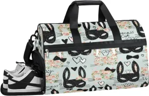 Cat Pattern Sports Gym Bag with Wet Pocket & Shoes Compartment Waterproof Workout Duffel Bag for Women and Men Weekender Overnight Duffle Bag Travel Carry-on Tote