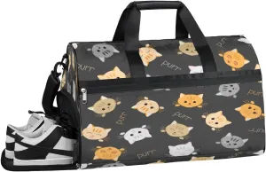 Cat Print Sports Gym Bag with Wet Pocket & Shoes Compartment Waterproof Workout Duffel Bag for Women and Men Weekender Overnight Duffle Bag Travel Carry-on Tote