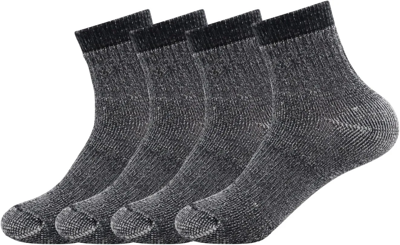 Caudblor Men's Merino Wool Hiking Socks-Thermal Warm Crew Winter Ankle for Trekking,Cycling,Multi Performance,4 Pack