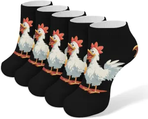 Chicken and Egg 5 Pairs Low Cut Ankle Socks for Men Women Athletic Running Socks No Show Breathable