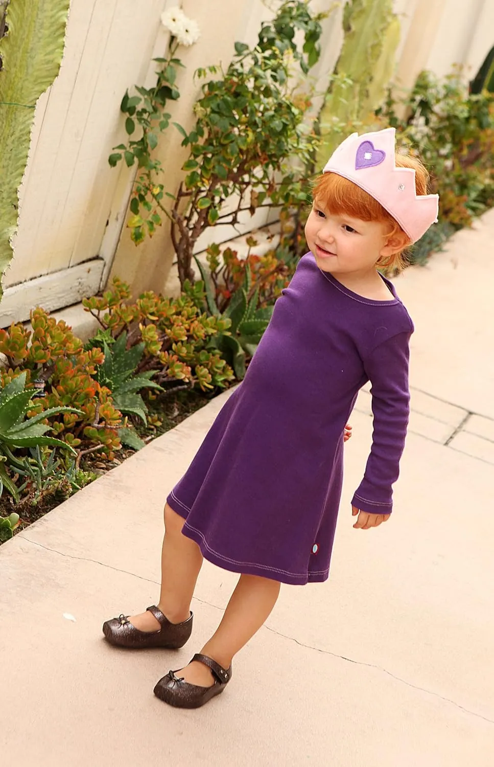 City Threads Girls' 100% Cotton Long Sleeve Dress - Active Kids School, Playing, Parties - Made in USA