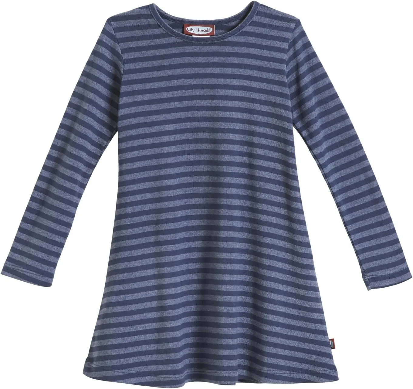 City Threads Girls' 100% Cotton Long Sleeve Dress - Active Kids School, Playing, Parties - Made in USA