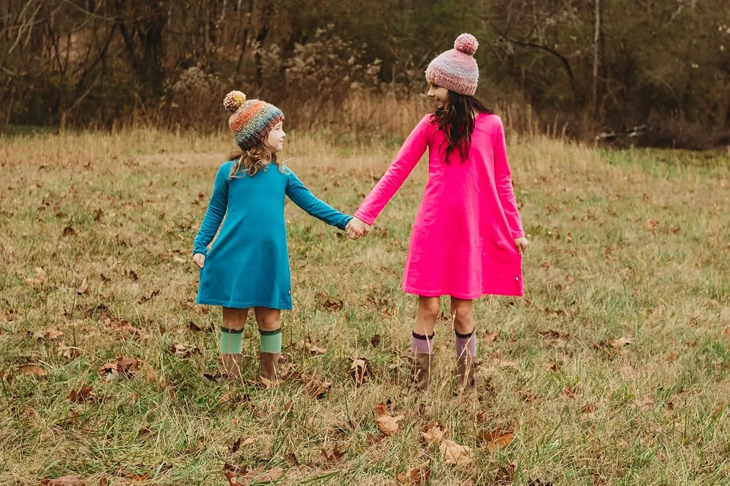 City Threads Girls' 100% Cotton Long Sleeve Dress - Active Kids School, Playing, Parties - Made in USA