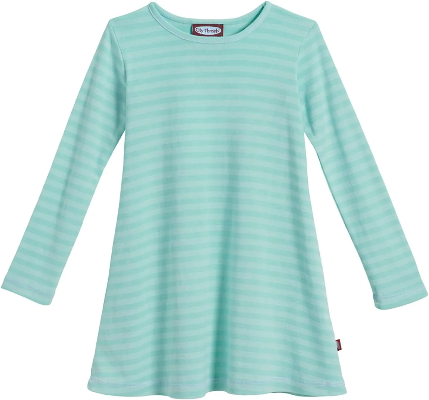 City Threads Girls' 100% Cotton Long Sleeve Dress - Active Kids School, Playing, Parties - Made in USA