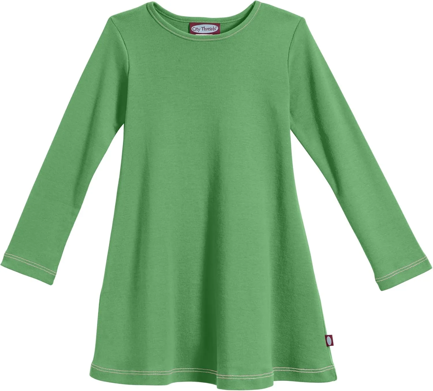 City Threads Girls' 100% Cotton Long Sleeve Dress - Active Kids School, Playing, Parties - Made in USA