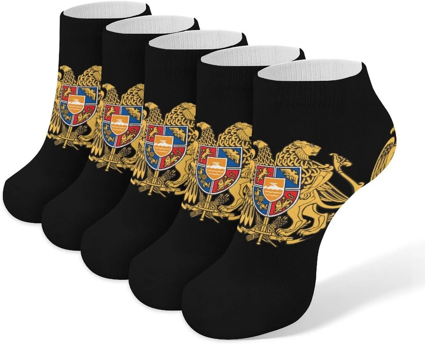 Coat of Arms of Armenia 5 Pairs Low Cut Ankle Socks for Men Women Athletic Running Socks No Show Breathable