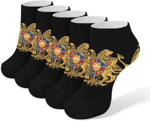 Coat of Arms of Armenia 5 Pairs Low Cut Ankle Socks for Men Women Athletic Running Socks No Show Breathable