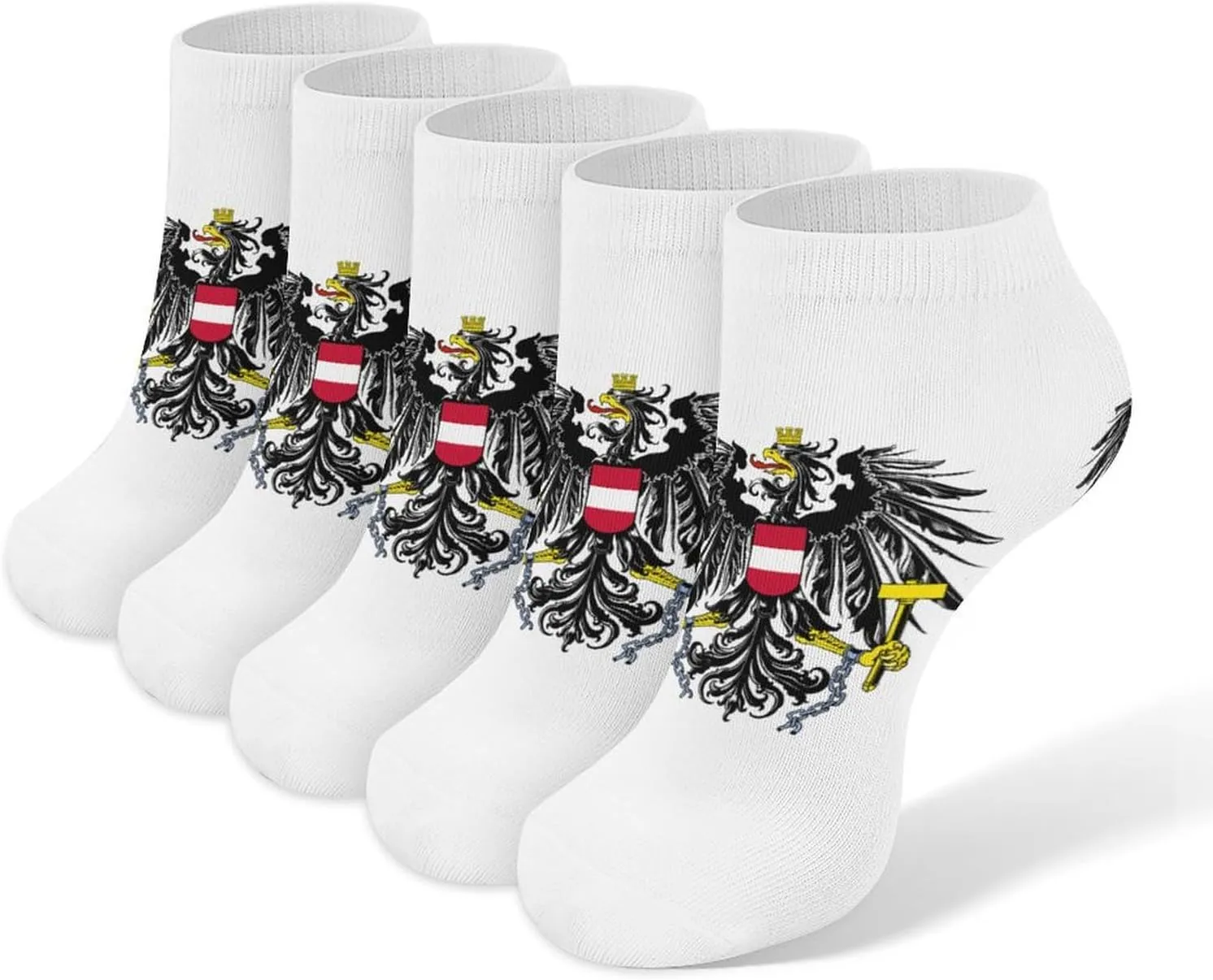 Coat of Arms of Austria Vienna Ea-gles 5 Pairs Low Cut Ankle Socks for Men Women Athletic Running Socks No Show Breathable
