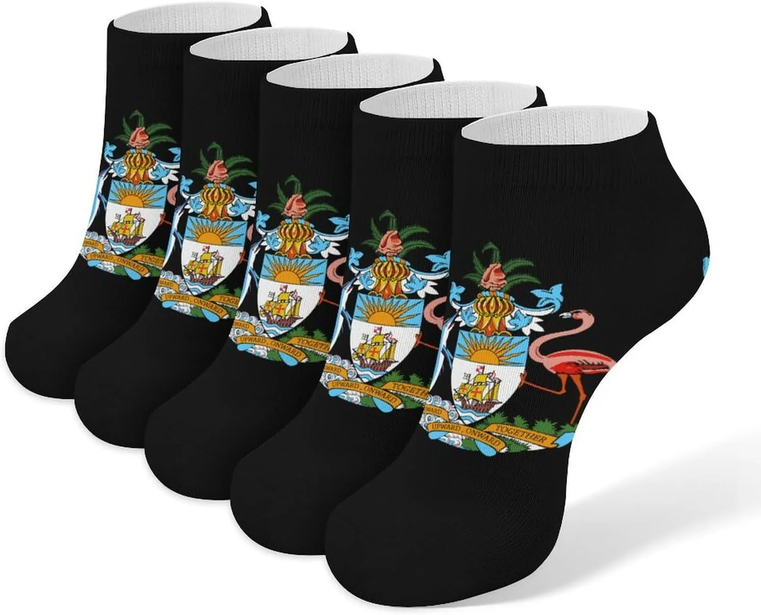 Coat of Arms of The Bahamas 5 Pairs Low Cut Ankle Socks for Men Women Athletic Running Socks No Show Breathable