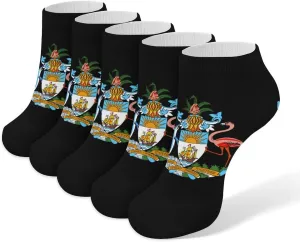 Coat of Arms of The Bahamas 5 Pairs Low Cut Ankle Socks for Men Women Athletic Running Socks No Show Breathable