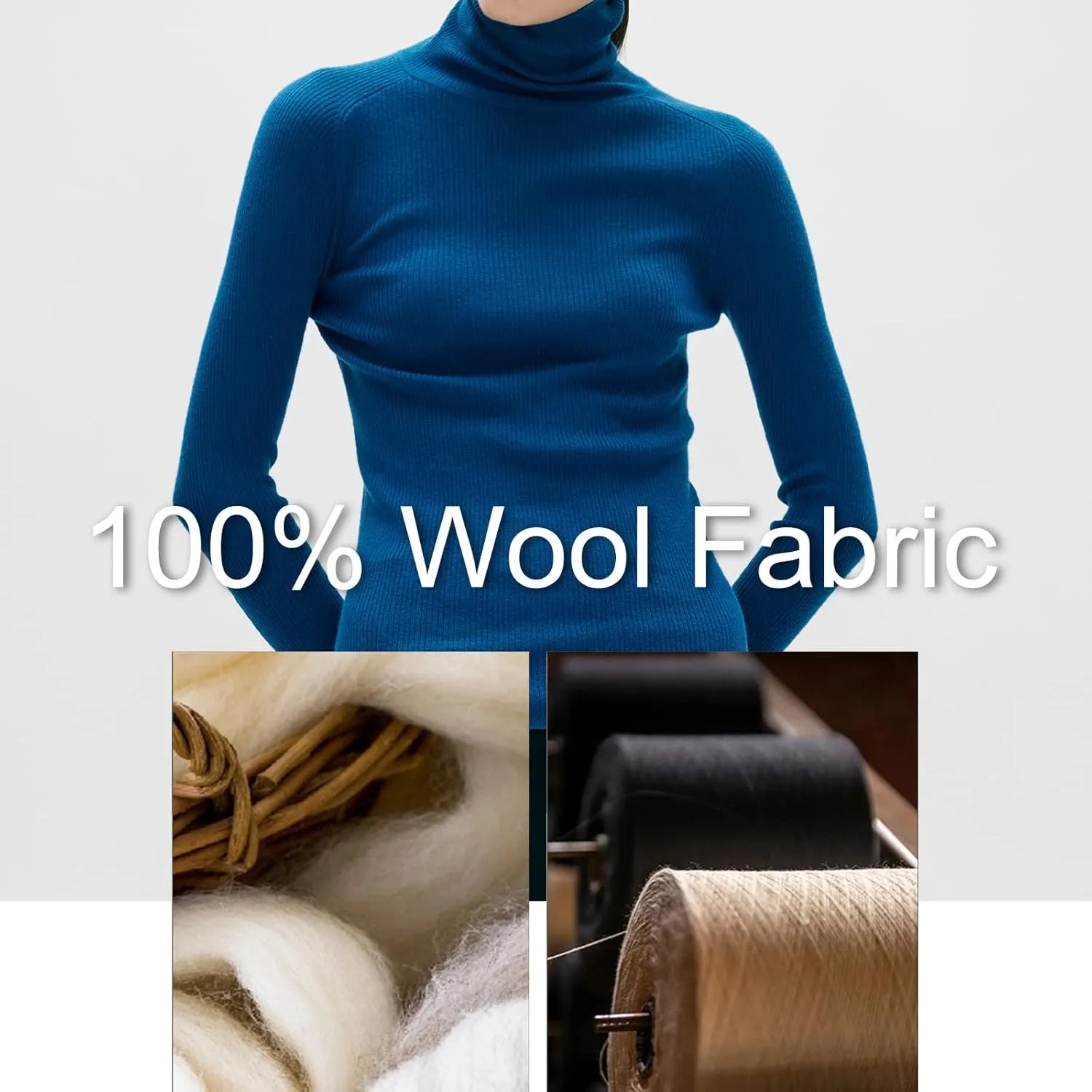 COLD POSH Women's 100% Merino Wool Knitted Turtleneck Sweater High Neck Slim Fit Knit Sweaters Long Sleeve Soft Warm Tops