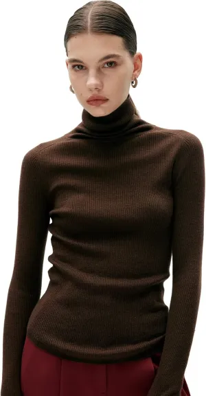 COLD POSH Women's 100% Merino Wool Knitted Turtleneck Sweater High Neck Slim Fit Knit Sweaters Long Sleeve Soft Warm Tops