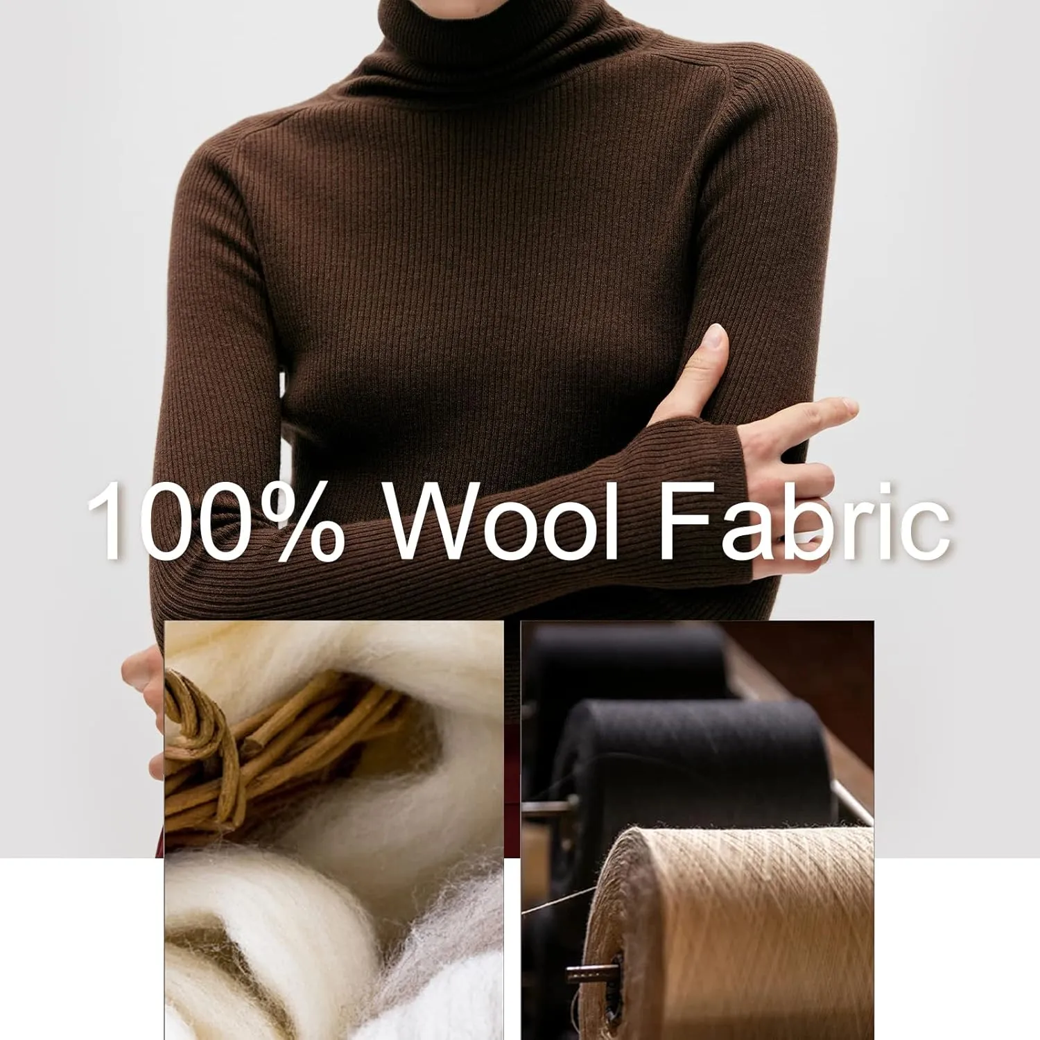 COLD POSH Women's 100% Merino Wool Knitted Turtleneck Sweater High Neck Slim Fit Knit Sweaters Long Sleeve Soft Warm Tops