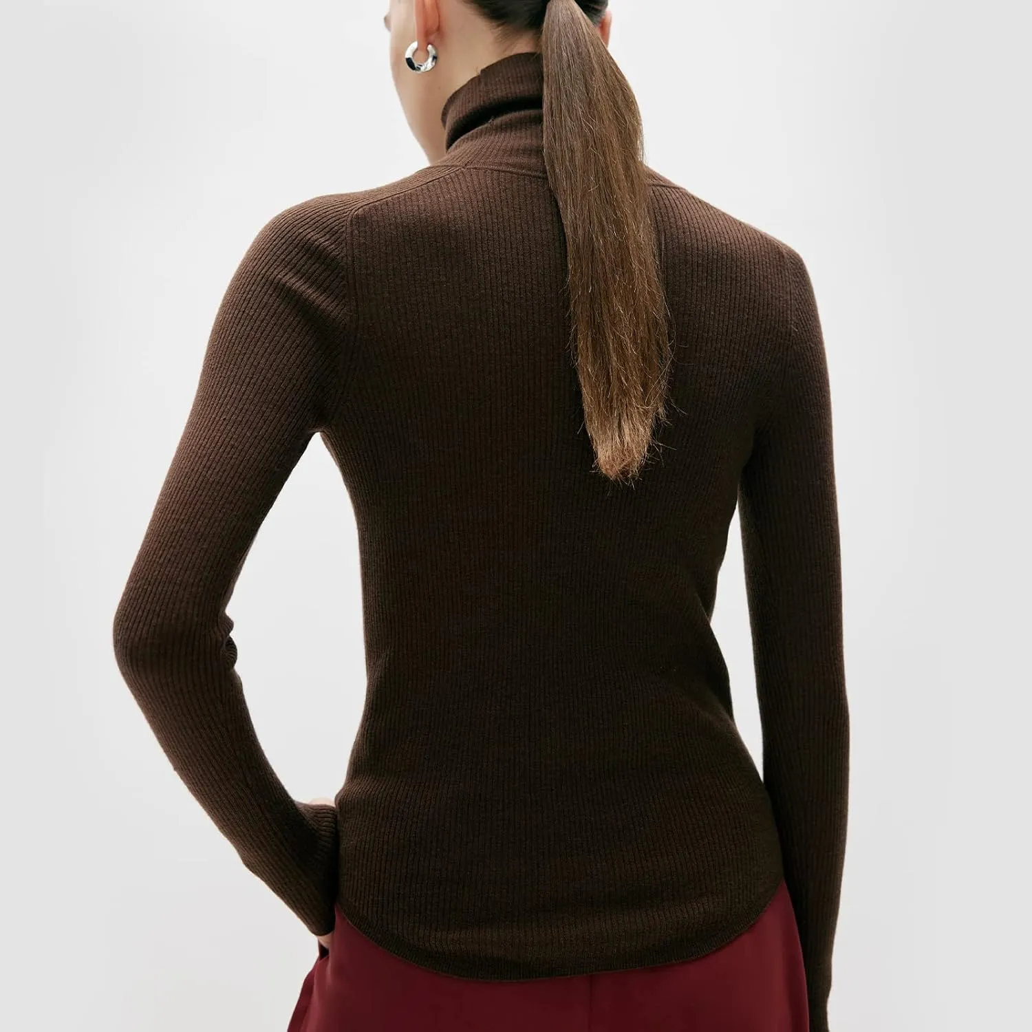 COLD POSH Women's 100% Merino Wool Knitted Turtleneck Sweater High Neck Slim Fit Knit Sweaters Long Sleeve Soft Warm Tops