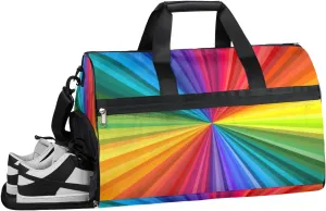 Colourful Tie Dye Sports Gym Bag with Wet Pocket & Shoes Compartment Waterproof Workout Duffel Bag for Women and Men Weekender Overnight Duffle Bag Travel Carry-on Tote