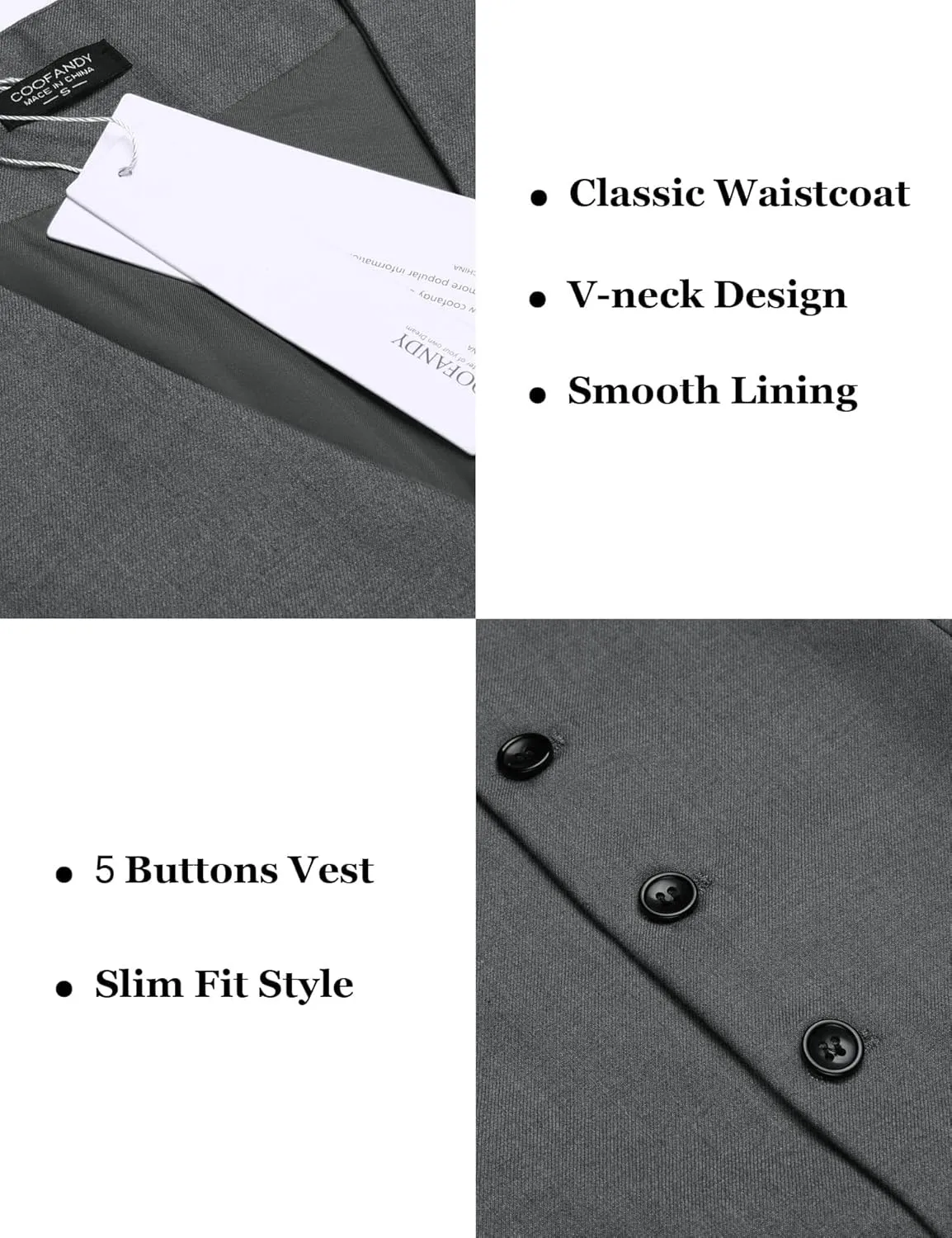 COOFANDY Men's Business Suit Vest Slim Fit Dress Vest Wedding Waistcoat