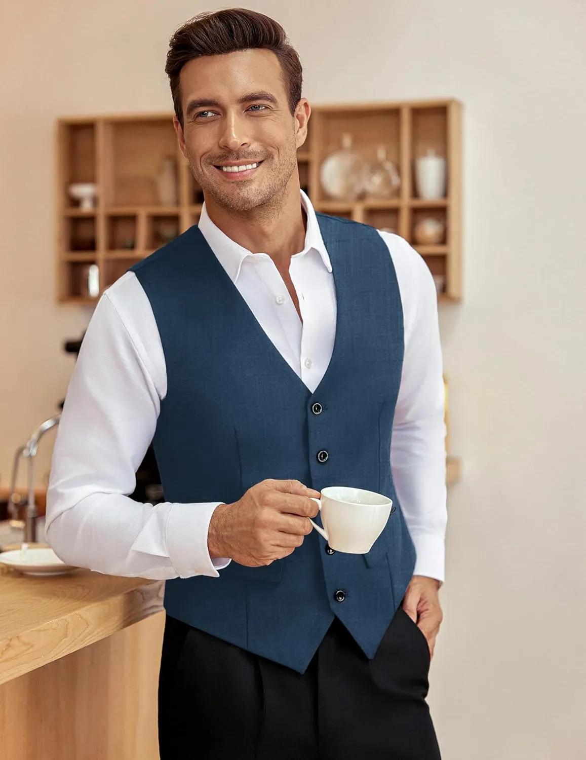COOFANDY Men's Business Suit Vest Slim Fit Dress Vest Wedding Waistcoat