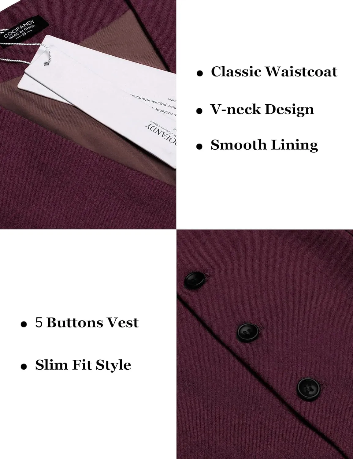 COOFANDY Men's Business Suit Vest Slim Fit Dress Vest Wedding Waistcoat