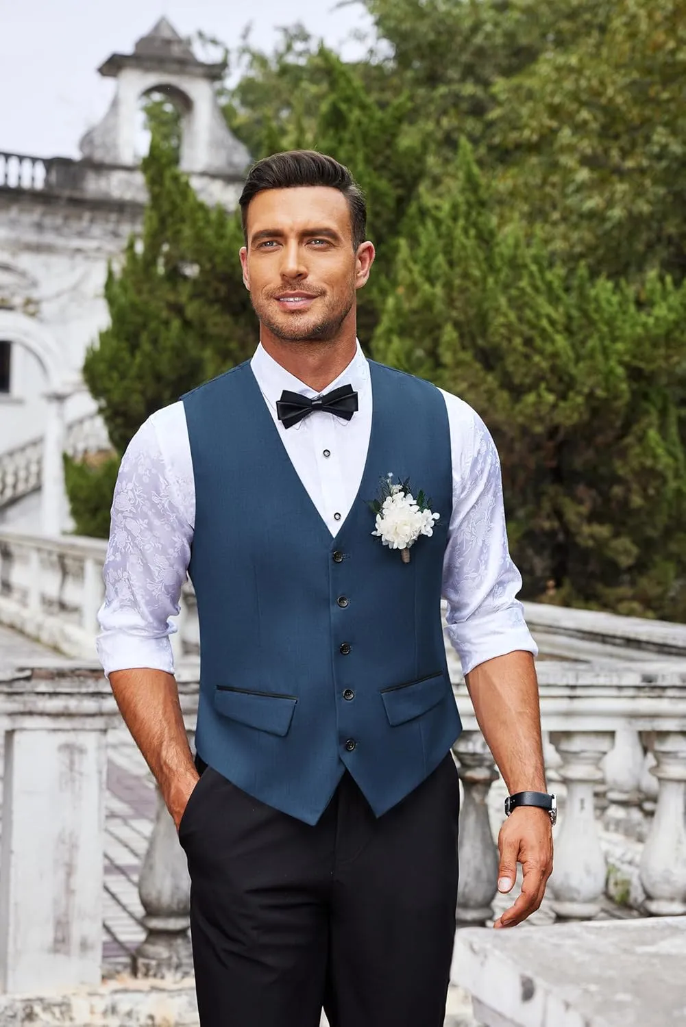 COOFANDY Men's Business Suit Vest Slim Fit Dress Vest Wedding Waistcoat