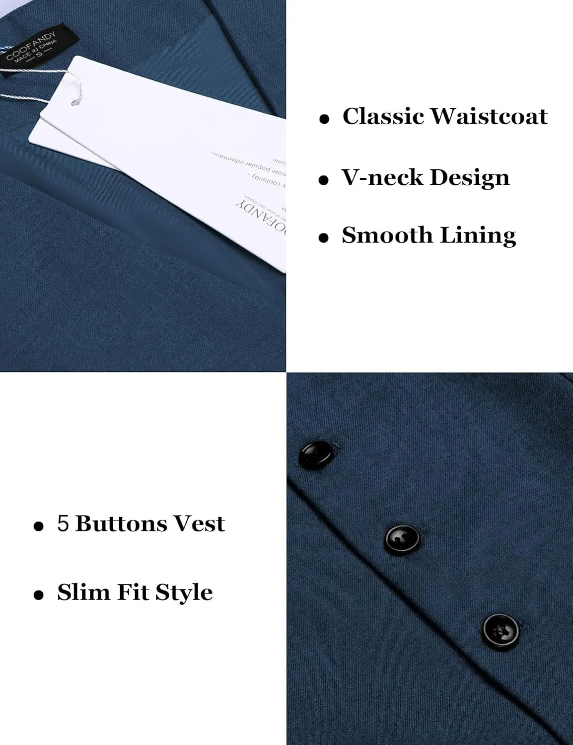 COOFANDY Men's Business Suit Vest Slim Fit Dress Vest Wedding Waistcoat
