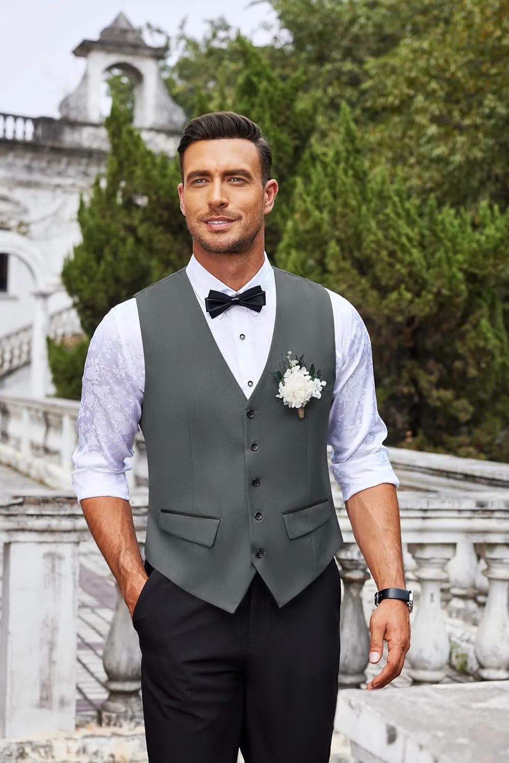 COOFANDY Men's Business Suit Vest Slim Fit Dress Vest Wedding Waistcoat