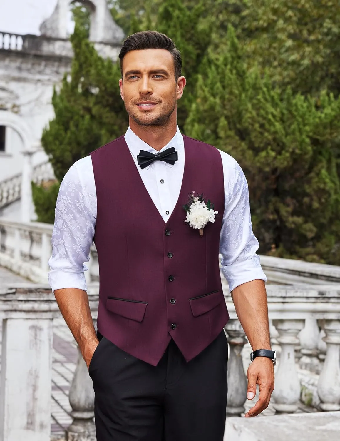 COOFANDY Men's Business Suit Vest Slim Fit Dress Vest Wedding Waistcoat