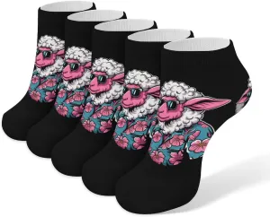Cool Smoking Sheep 5 Pairs Low Cut Ankle Socks for Men Women Athletic Running Socks No Show Breathable