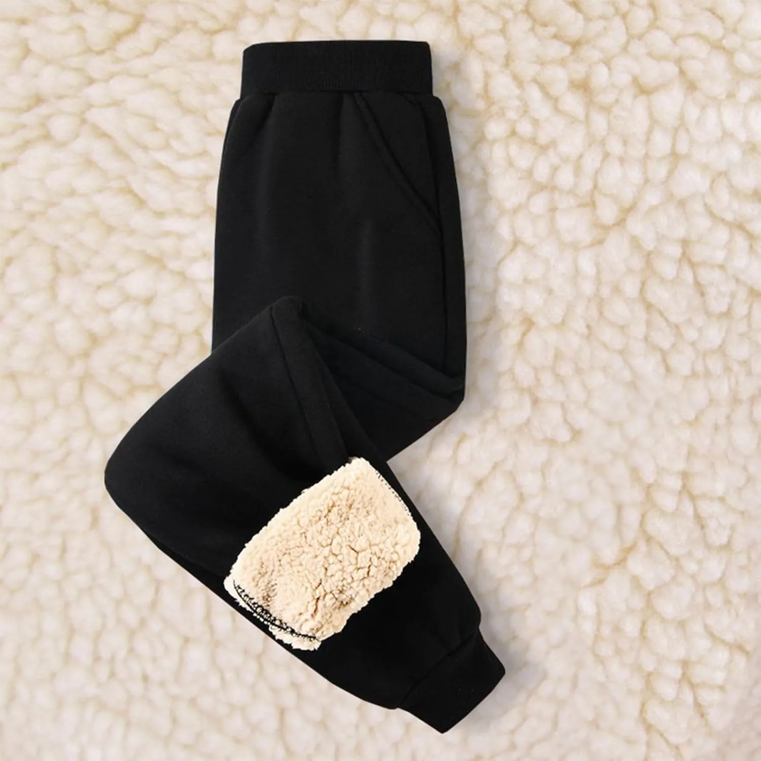 Cotton Kids Sweatpants Sherpa Lining Warm Fleece Lined Joggers Girls Girls Elastic Waistband Cozy Winter