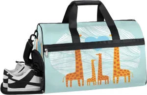Cute Deer Sports Gym Bag with Wet Pocket & Shoes Compartment Waterproof Workout Duffel Bag for Women and Men Weekender Overnight Duffle Bag Travel Carry-on Tote