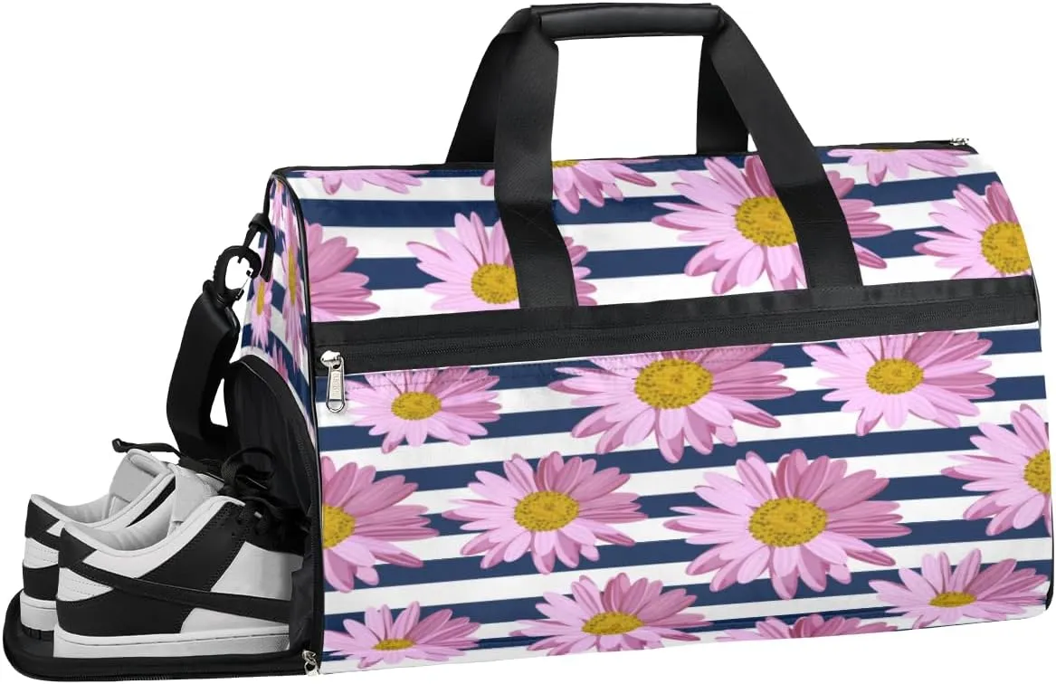Daisy Design Sports Gym Bag with Wet Pocket & Shoes Compartment Waterproof Workout Duffel Bag for Women and Men Weekender Overnight Duffle Bag Travel Carry-on Tote