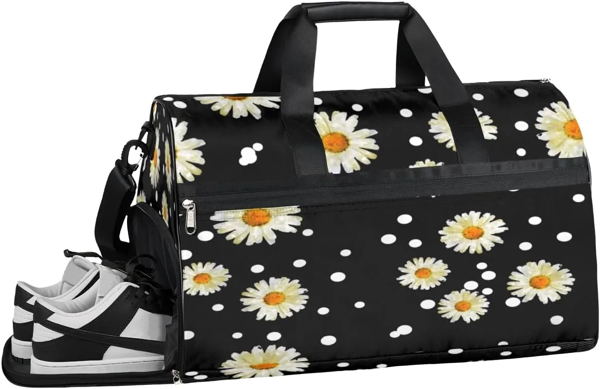Daisy Point Sports Gym Bag with Wet Pocket & Shoes Compartment Waterproof Workout Duffel Bag for Women and Men Weekender Overnight Duffle Bag Travel Carry-on Tote