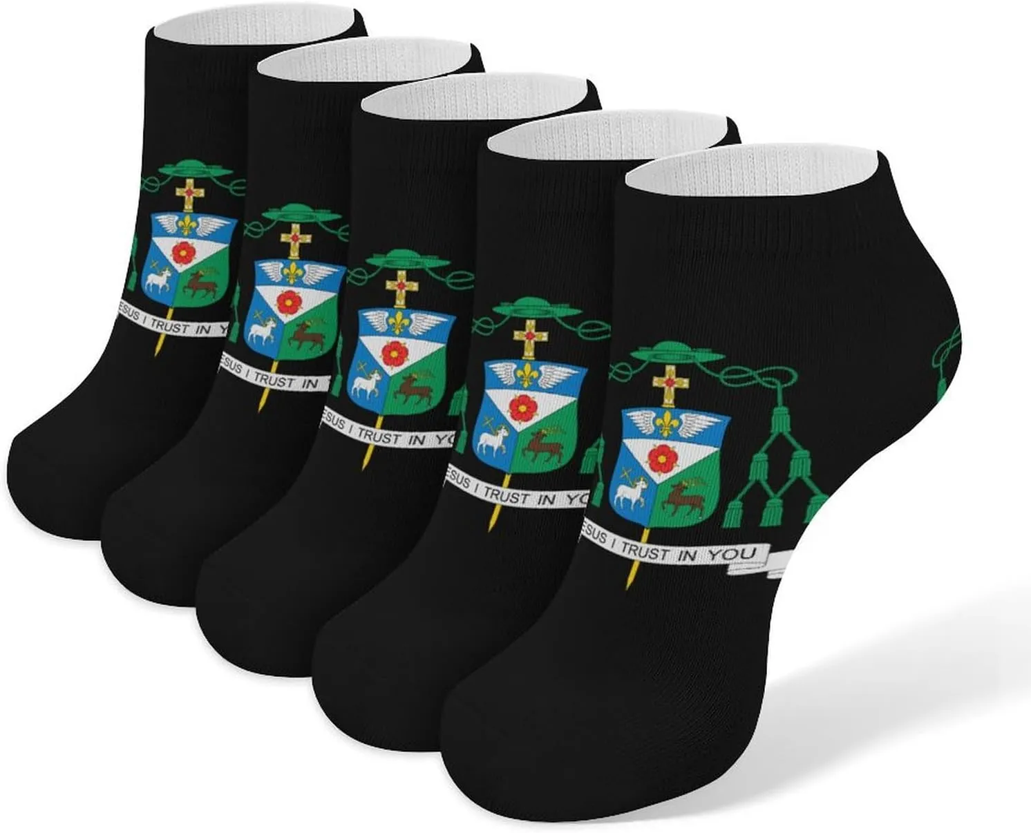 David Gerard OConnell Coat of Arms 5 Pairs Low Cut Ankle Socks for Men Women Athletic Running Socks No Show Breathable