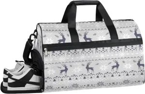Deer Snowflake Sports Gym Bag with Wet Pocket & Shoes Compartment Waterproof Workout Duffel Bag for Women and Men Weekender Overnight Duffle Bag Travel Carry-on Tote