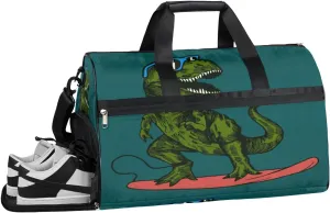 Dinosaur Cute Sports Gym Bag with Wet Pocket & Shoes Compartment Waterproof Workout Duffel Bag for Women and Men Weekender Overnight Duffle Bag Travel Carry-on Tote