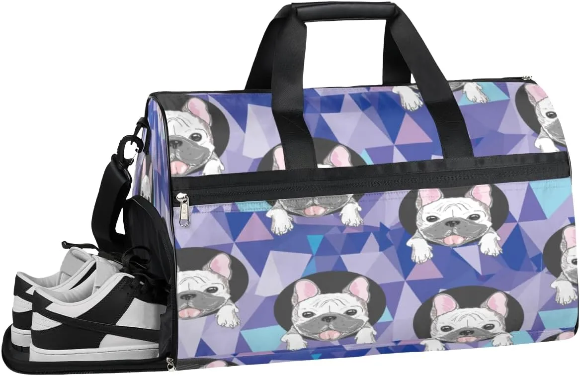 Dog Lover Sports Gym Bag with Wet Pocket & Shoes Compartment Waterproof Workout Duffel Bag for Women and Men Weekender Overnight Duffle Bag Travel Carry-on Tote