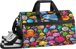 Dolphin Style Sports Gym Bag with Wet Pocket & Shoes Compartment Waterproof Workout Duffel Bag for Women and Men Weekender Overnight Duffle Bag Travel Carry-on Tote
