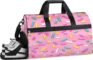 Donut Candy Sports Gym Bag with Wet Pocket & Shoes Compartment Waterproof Workout Duffel Bag for Women and Men Weekender Overnight Duffle Bag Travel Carry-on Tote