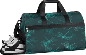 Dragonfly Pattern Sports Gym Bag with Wet Pocket & Shoes Compartment Waterproof Workout Duffel Bag for Women and Men Weekender Overnight Duffle Bag Travel Carry-on Tote