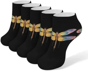 Dragonfly Watercolor 5 Pairs Low Cut Ankle Socks for Men Women Athletic Running Socks No Show Breathable
