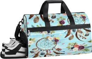 Dreamcatcher Sports Gym Bag with Wet Pocket & Shoes Compartment Waterproof Workout Duffel Bag for Women and Men Weekender Overnight Duffle Bag Travel Carry-on Tote