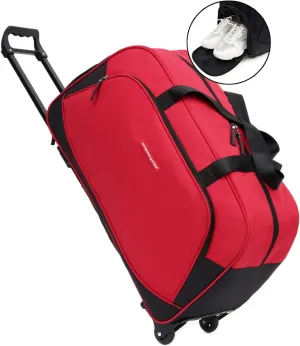 Duffel Bag with Wheels and Handle Rolling Duffle Bag for Travel Duffle Bag for Men Women Duffle Bags with Shoe Pouch for Traveling 24in,Red
