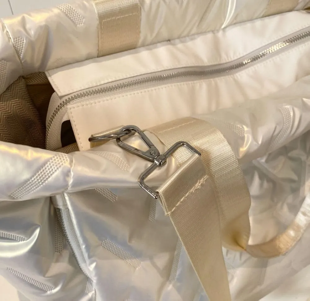 Duvet Gym Bag for Women,Sports Travel Duffel Bag, Weekender Overnight Bag with Wet Pocket and Shoes Compartment for Women, Travel,Workout,Gym, Yoga 039 (Gold)
