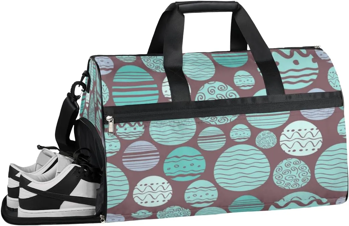 Egg Blue Food Sports Gym Bag with Wet Pocket & Shoes Compartment Waterproof Workout Duffel Bag for Women and Men Weekender Overnight Duffle Bag Travel Carry-on Tote
