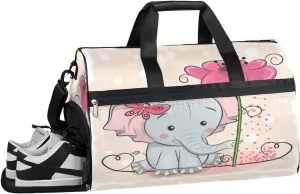 Elephant Animal Pattern Sports Gym Bag with Wet Pocket & Shoes Compartment Waterproof Workout Duffel Bag for Women and Men Weekender Overnight Duffle Bag Travel Carry-on Tote
