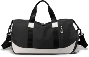 FANDARE Nylon Travel Duffel Bag for Women Foldable Sports Tote Gym Bag Lightweight Shoulder Weekender Overnight Bag Waterproof Carry On Shoulder Bag for Travel Gym Sport Daily Use, Black, L