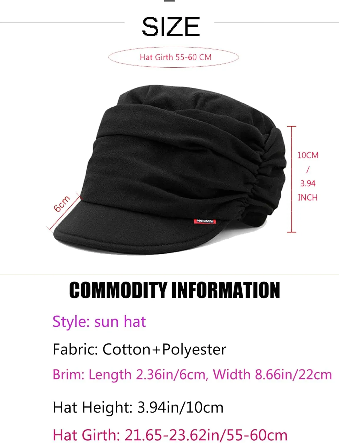 Fashion Hat Cap with Brim Visor for Woman Ladies, Best for Daily Use